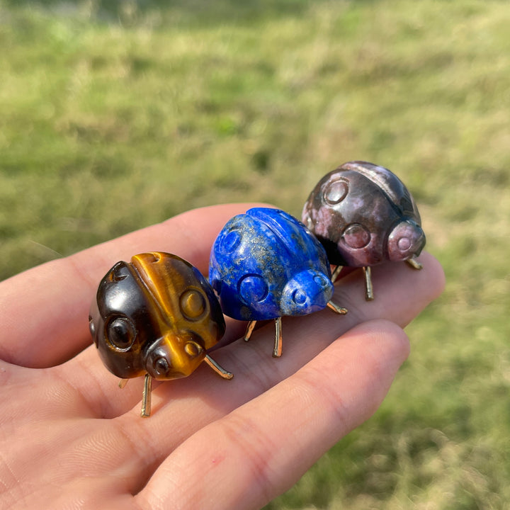 Natural Crystal Carving Ladybug