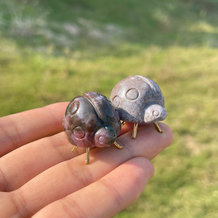 Natural Crystal Carving Ladybug