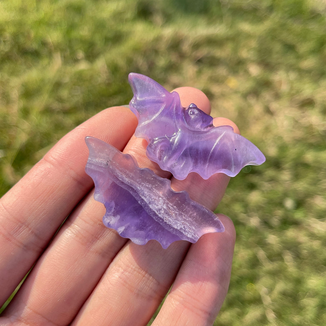 Natural Crystal Carving Mini Fluorite Bat