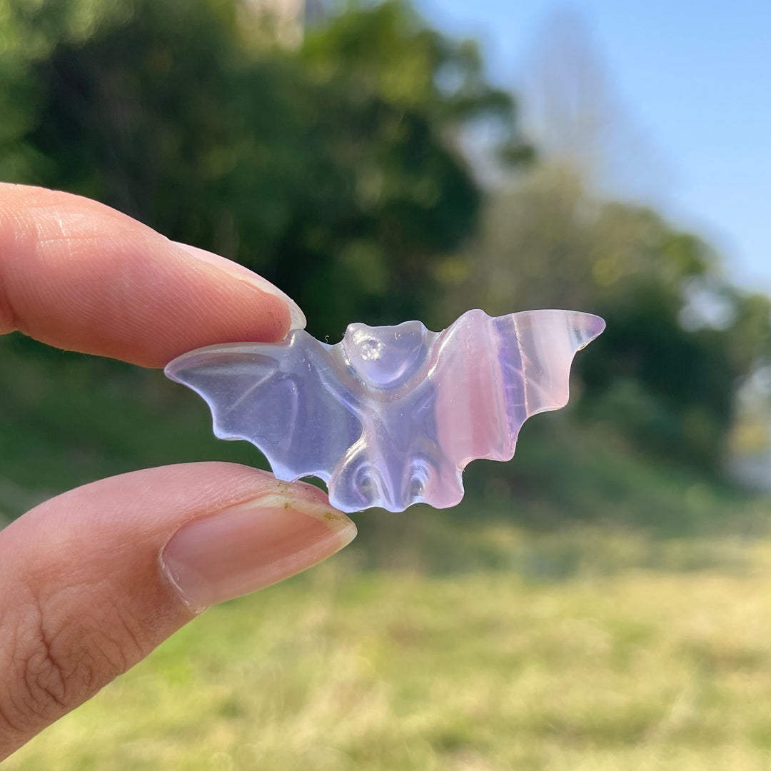 Natural Crystal Carving Mini Fluorite Bat