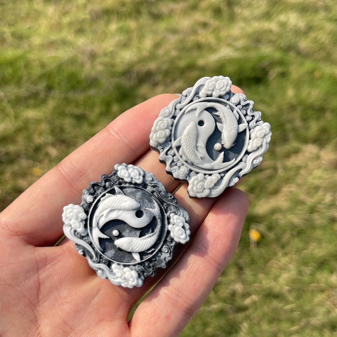 Natural Crystal Carving Taiji Stone Koi Fish