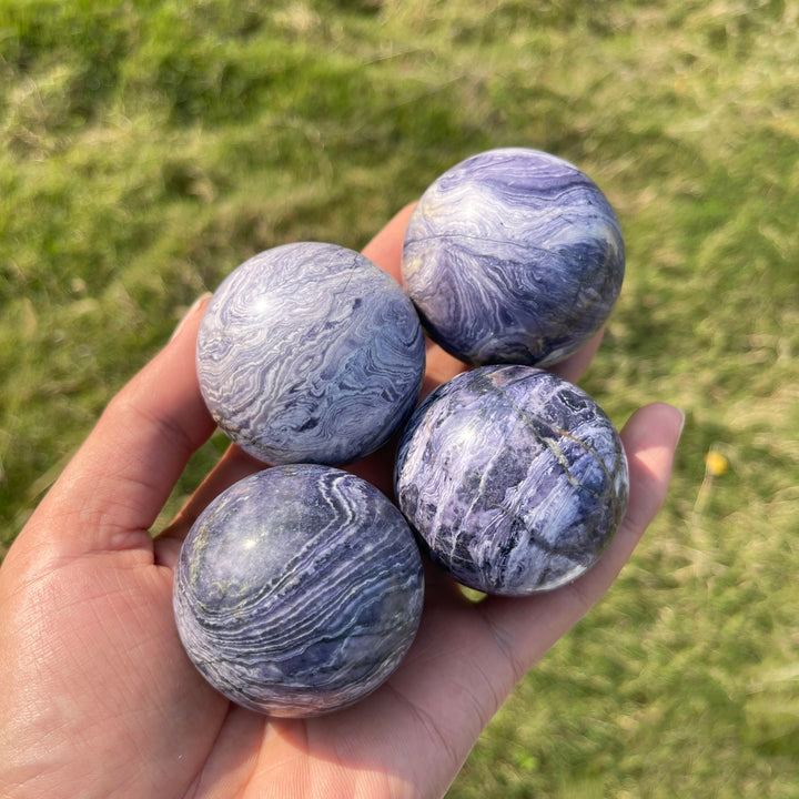 Natural Crystal Purple Silky Fluorite Sphere