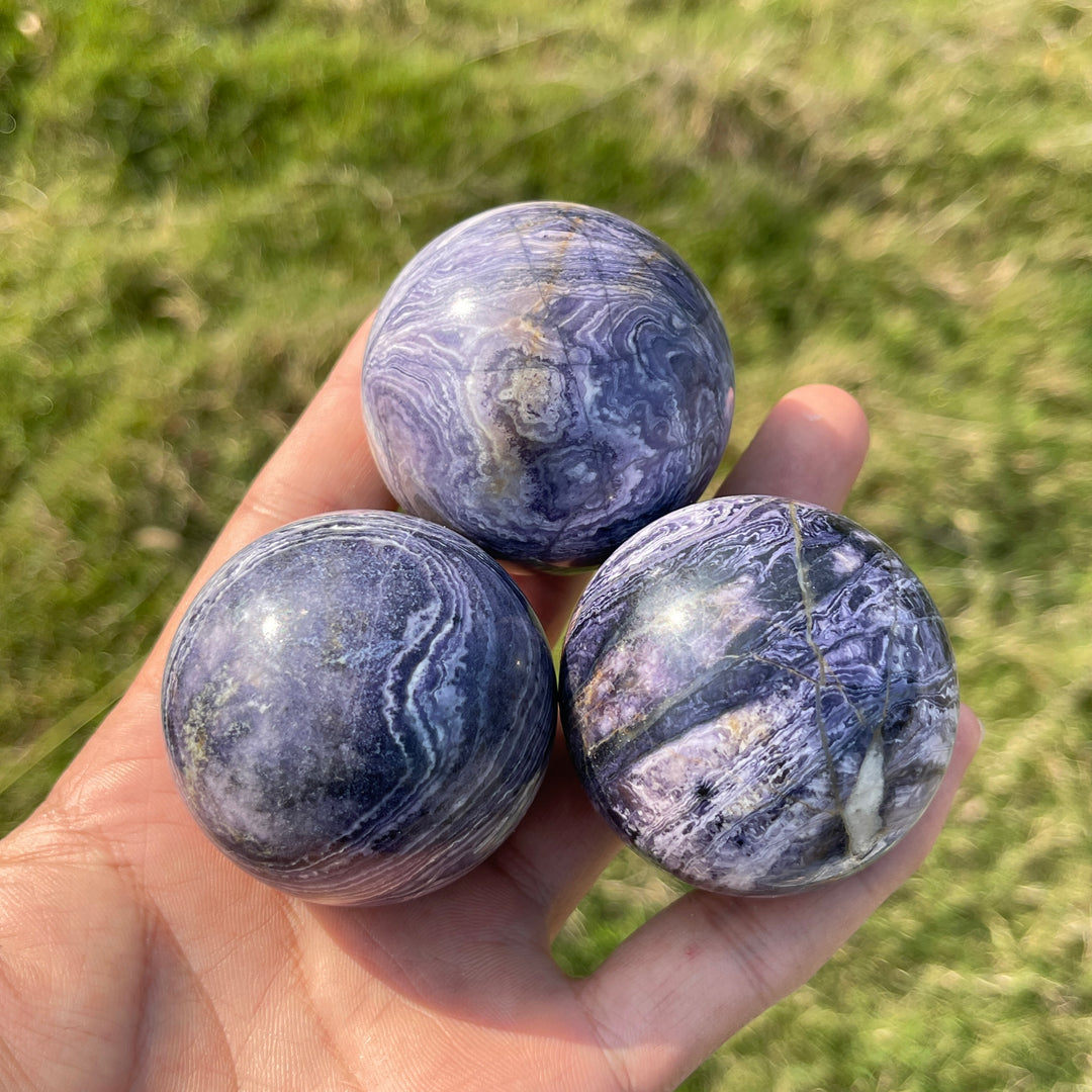 Natural Crystal Purple Silky Fluorite Sphere