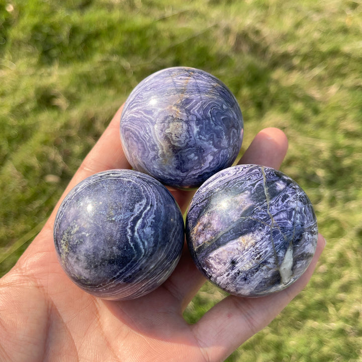 Natural Crystal Purple Silky Fluorite Sphere