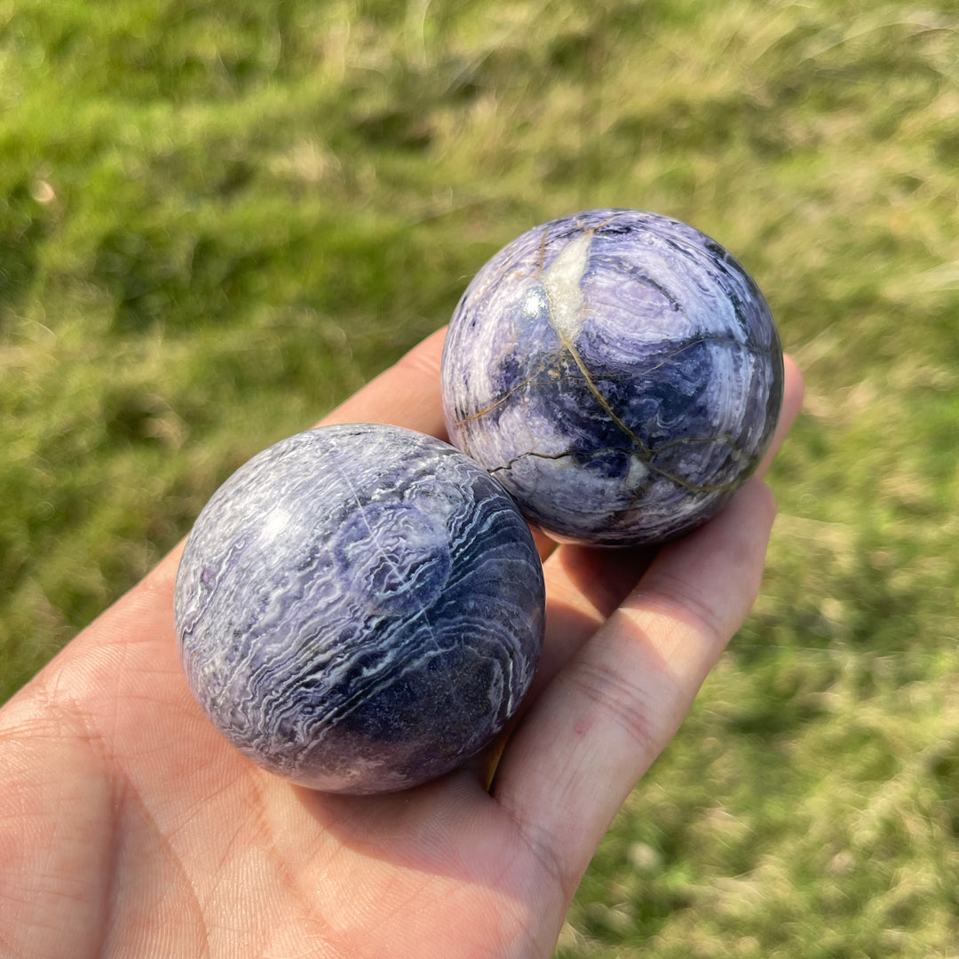 Natural Crystal Purple Silky Fluorite Sphere