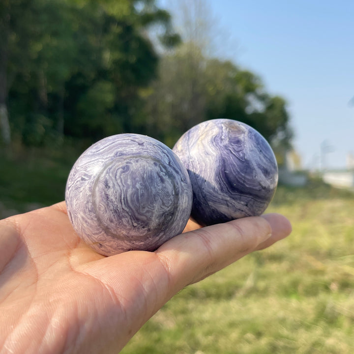 Natural Crystal Purple Silky Fluorite Sphere
