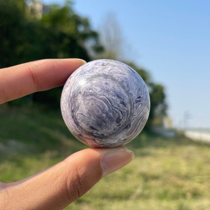 Natural Crystal Purple Silky Fluorite Sphere