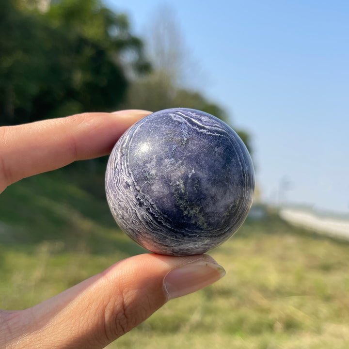 Natural Crystal Purple Silky Fluorite Sphere