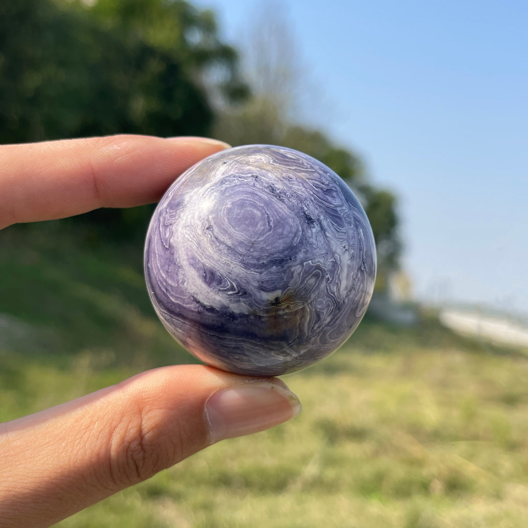 Natural Crystal Purple Silky Fluorite Sphere