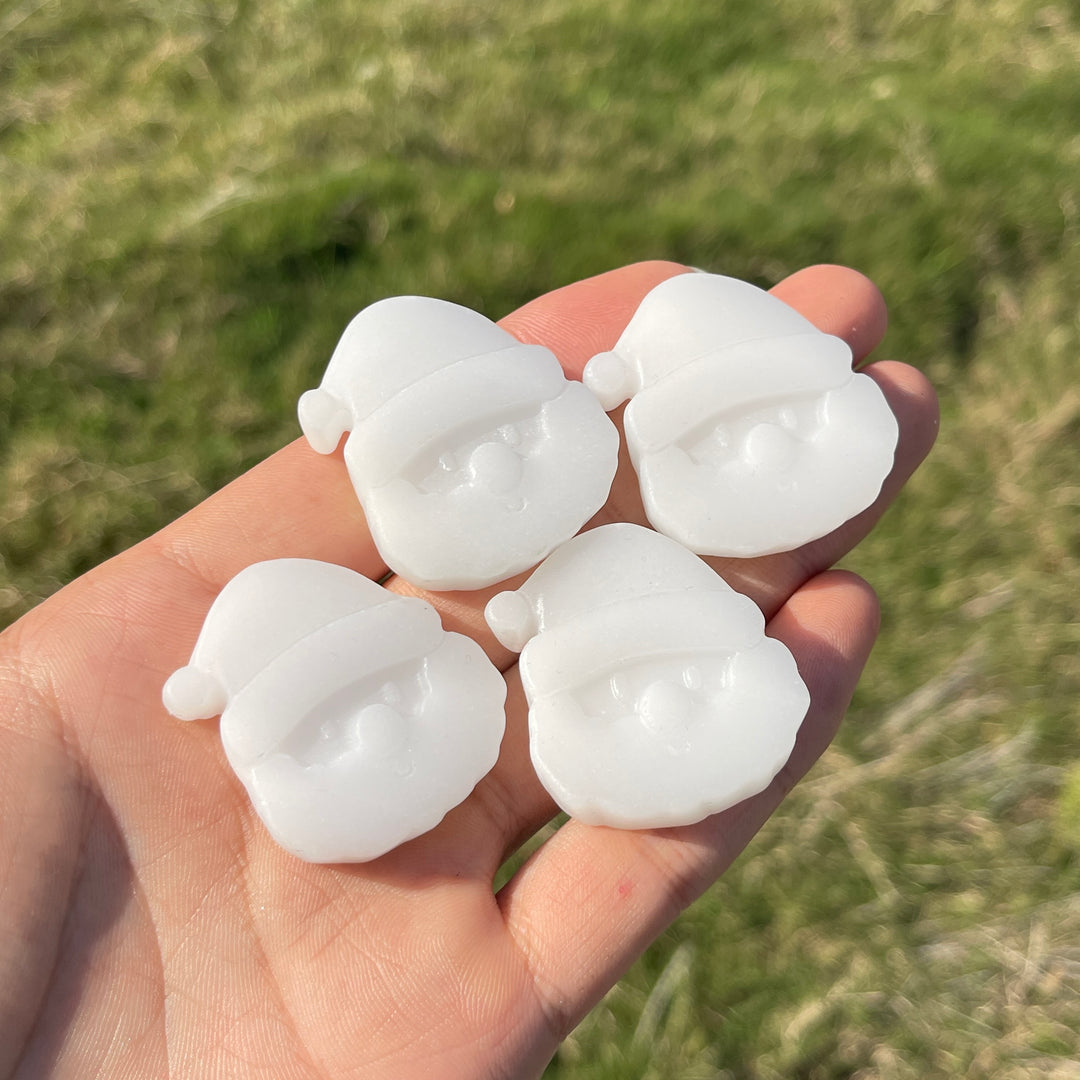 Natural Crystal Carving White Jade Santa Head