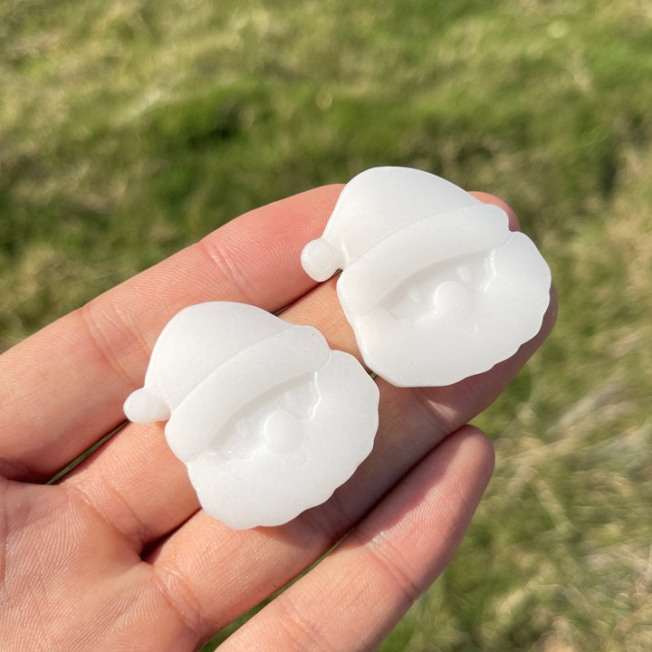 Natural Crystal Carving White Jade Santa Head