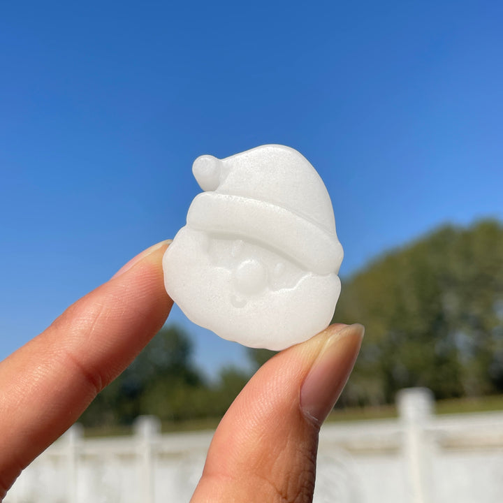 Natural Crystal Carving White Jade Santa Head
