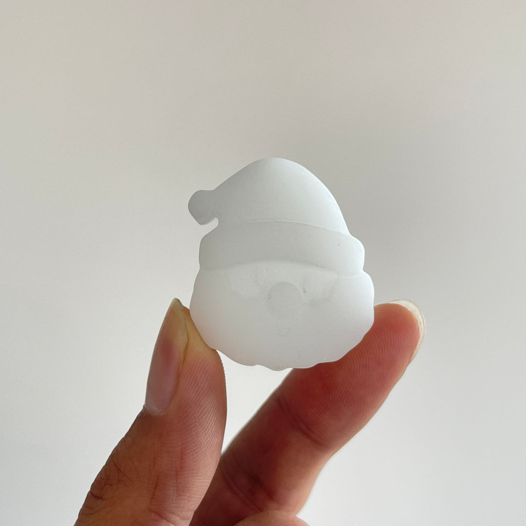 Natural Crystal Carving White Jade Santa Head