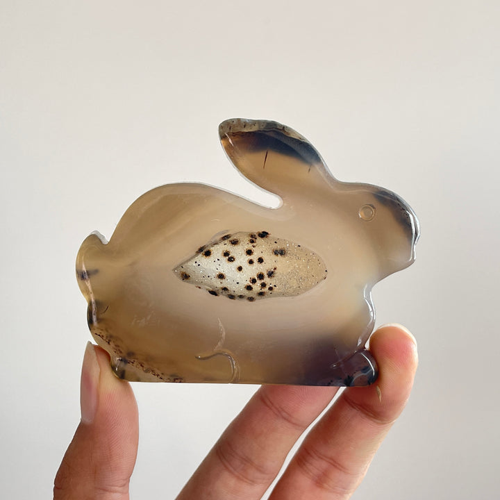 Unique,A Slightly Imperfect Natural Crystal Carving Agate Geode Rabbit
