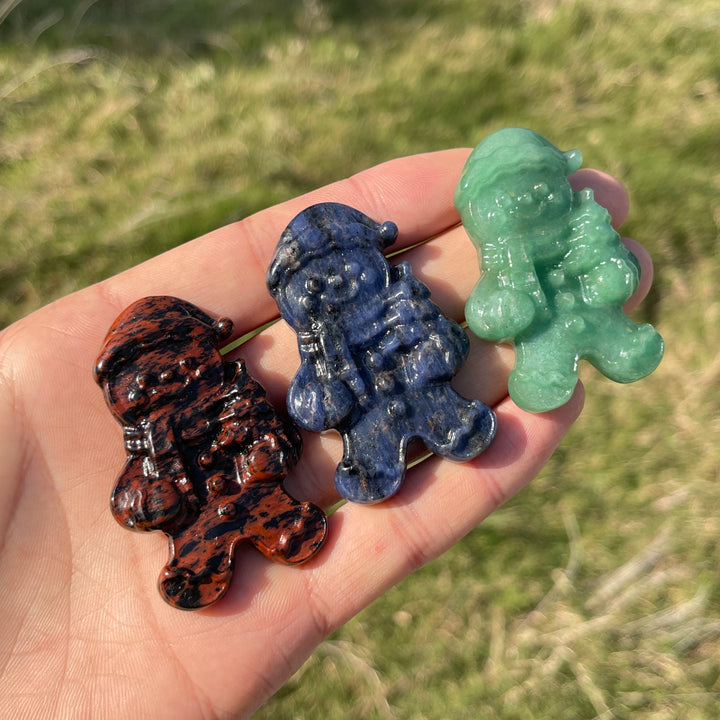 Natural Crystal Carved Christmas Gingerbread Man