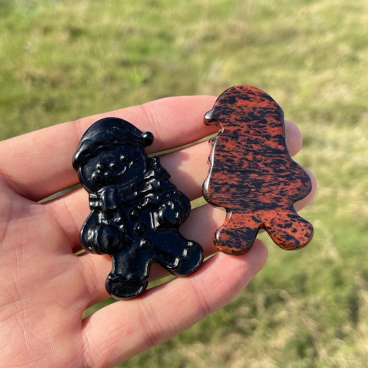 Natural Crystal Carved Christmas Gingerbread Man
