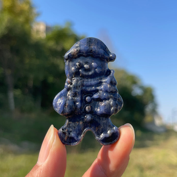 Natural Crystal Carved Christmas Gingerbread Man