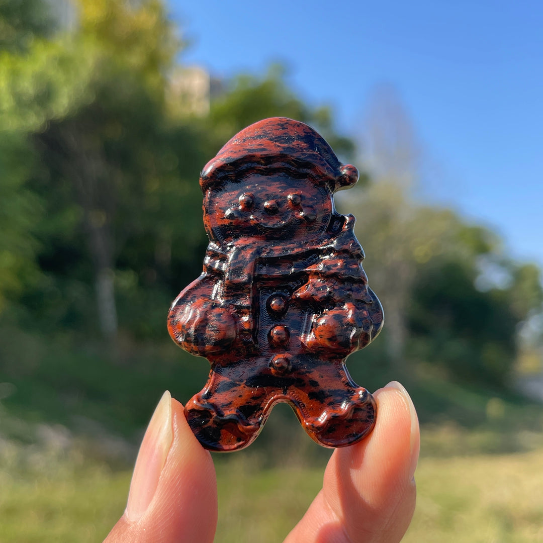 Natural Crystal Carved Christmas Gingerbread Man
