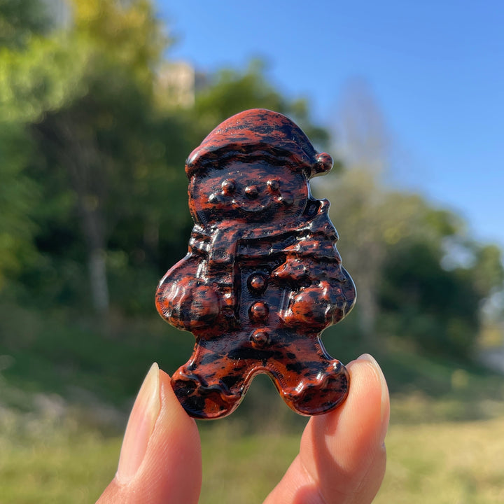 Natural Crystal Carved Christmas Gingerbread Man