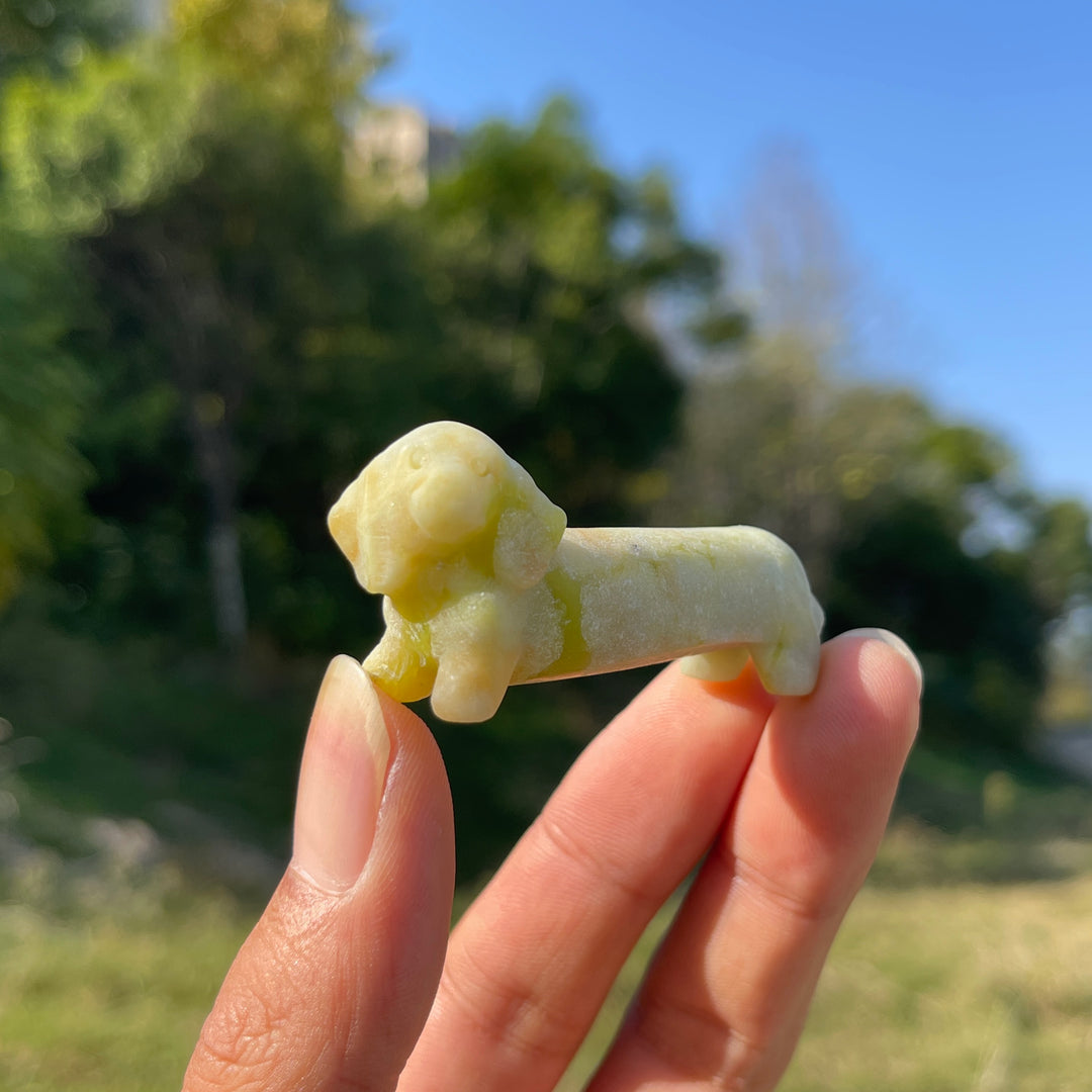 Natural Crystal Carving Cute Dachshund