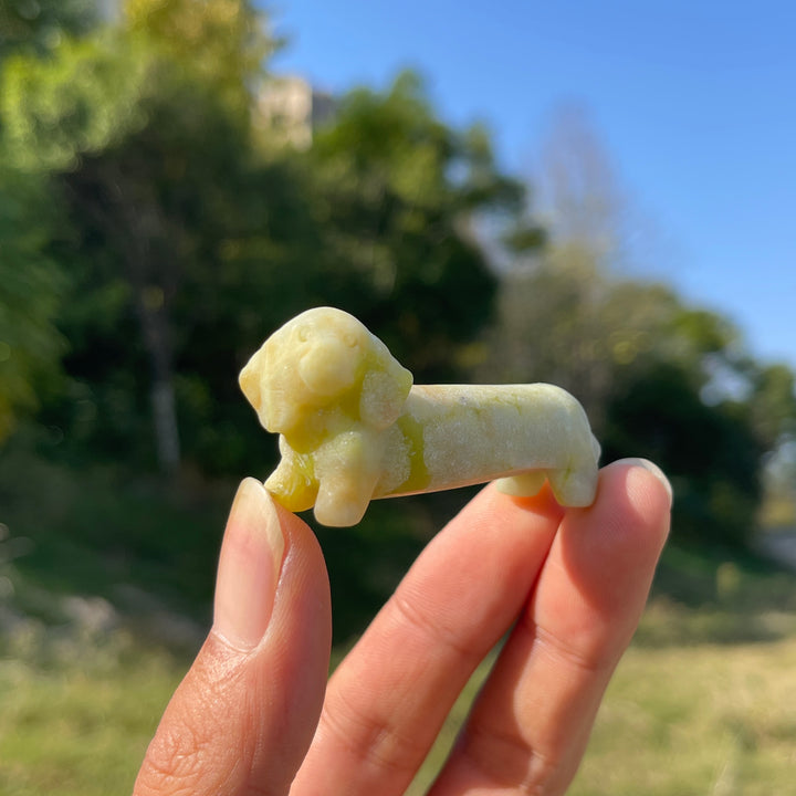 Natural Crystal Carving Cute Dachshund