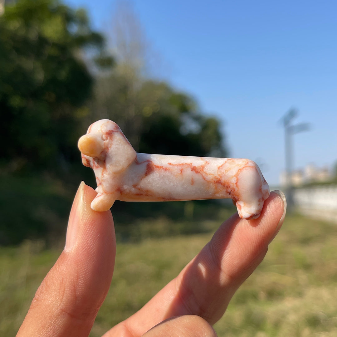 Natural Crystal Carving Cute Dachshund