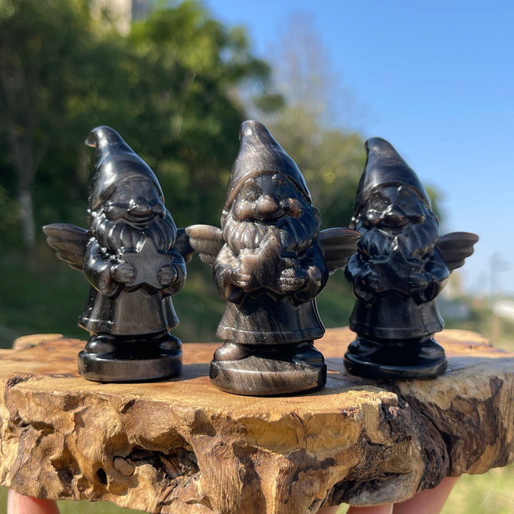 Natural Crystal Silver Obsidian Gnome With Wings