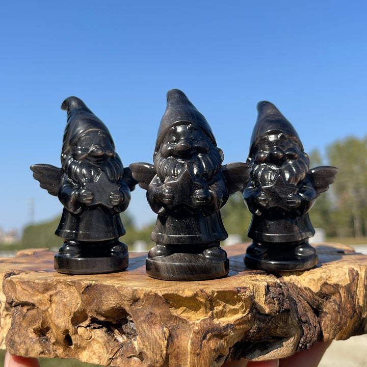 Natural Crystal Silver Obsidian Gnome With Wings
