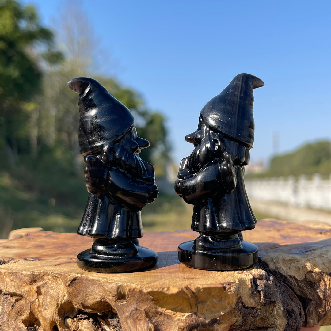 Natural Crystal Silver Obsidian Gnome With Wings