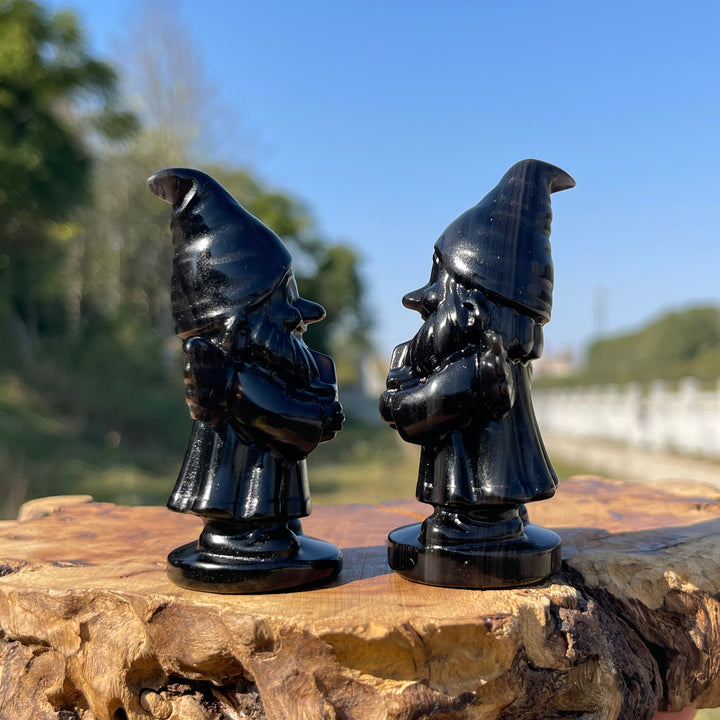 Natural Crystal Silver Obsidian Gnome With Wings