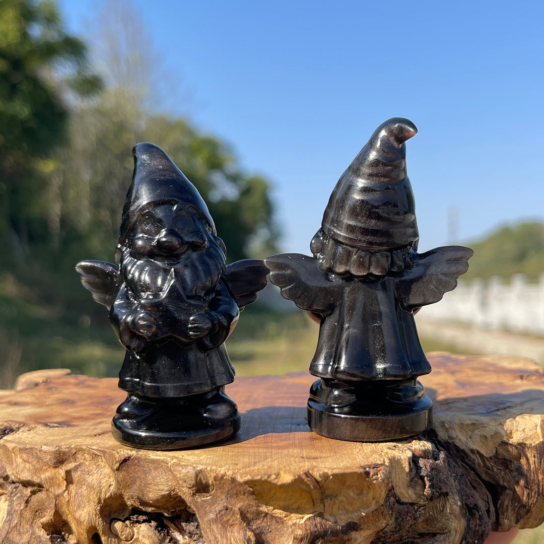 Natural Crystal Silver Obsidian Gnome With Wings