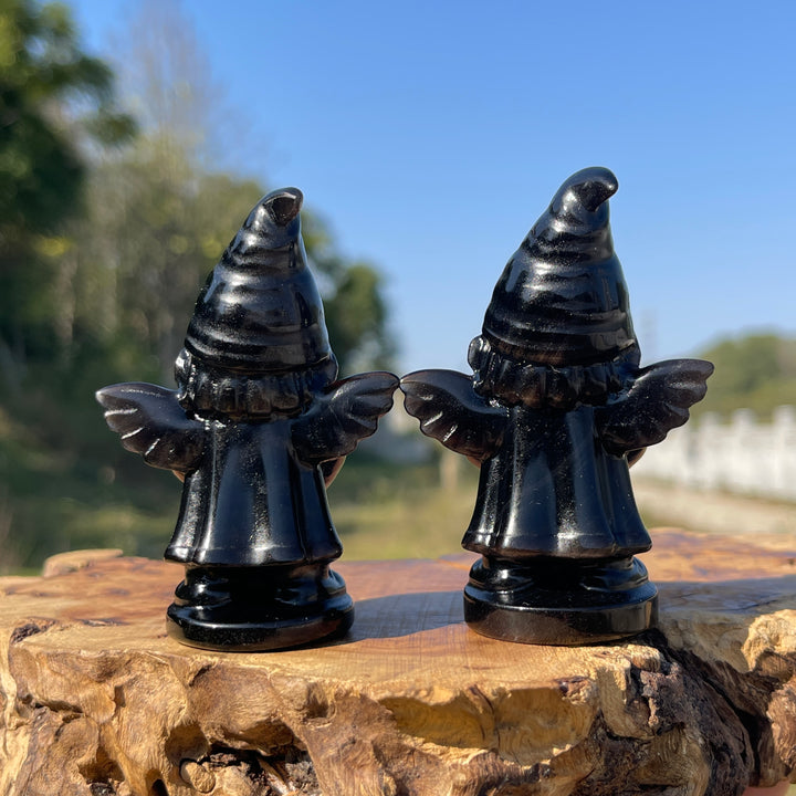 Natural Crystal Silver Obsidian Gnome With Wings