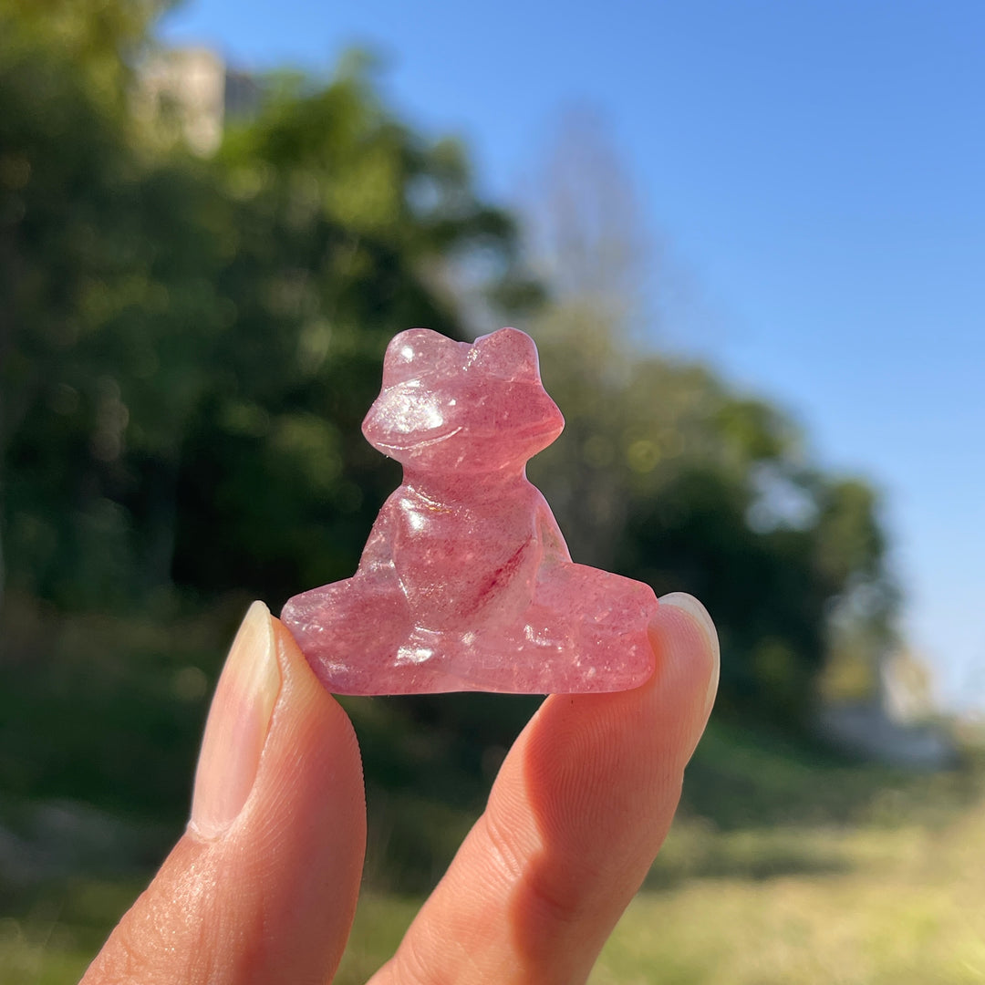 Natural Crystal Carving Cute Yoga Frog