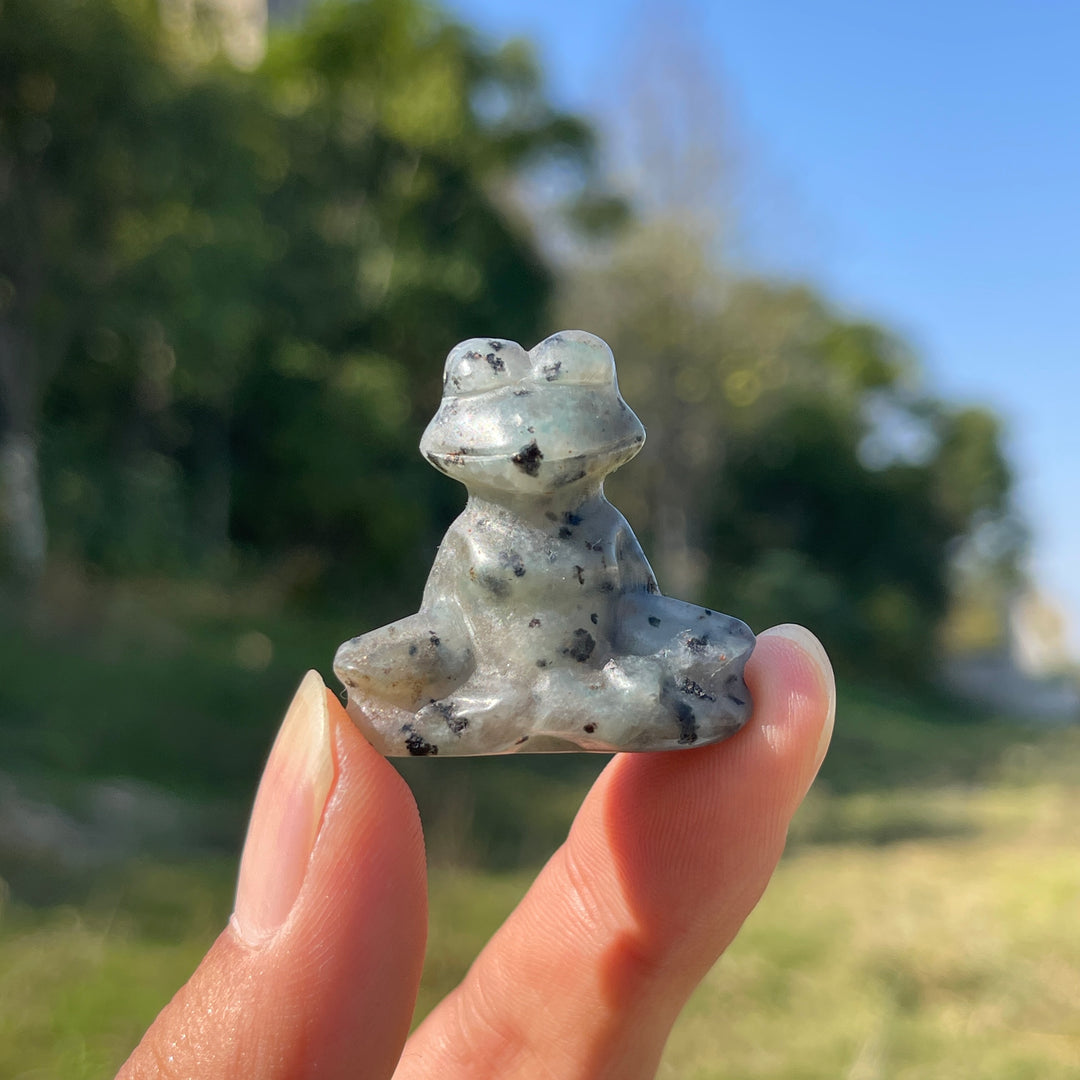 Natural Crystal Carving Cute Yoga Frog