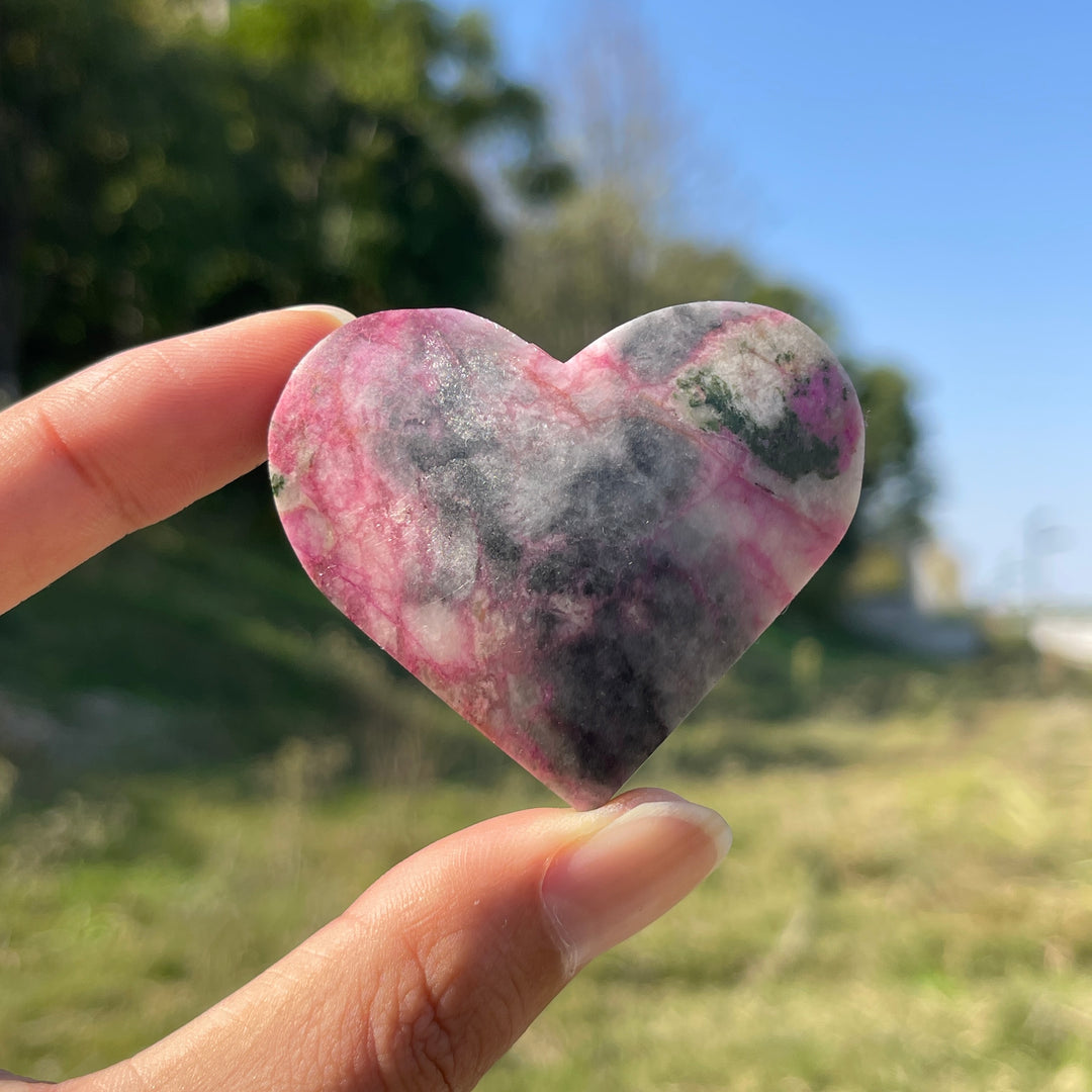 Natural Crystal Cobalt Calcite Heart