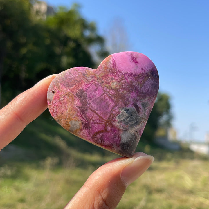 Natural Crystal Cobalt Calcite Heart