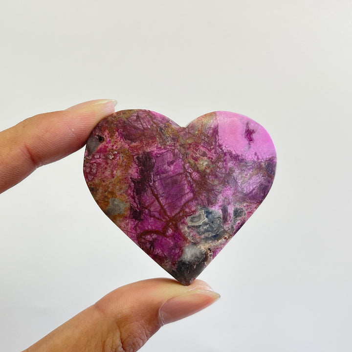 Natural Crystal Cobalt Calcite Heart