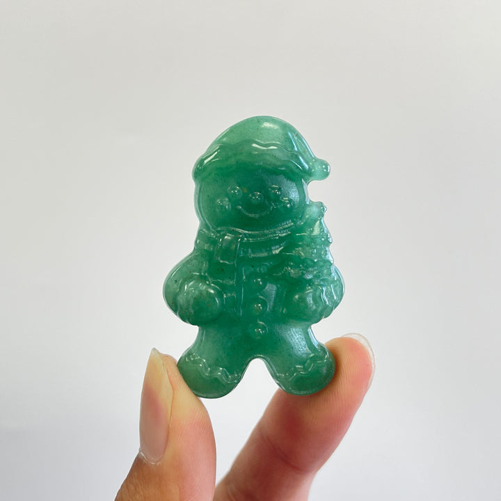 Natural Crystal Carved Christmas Gingerbread Man