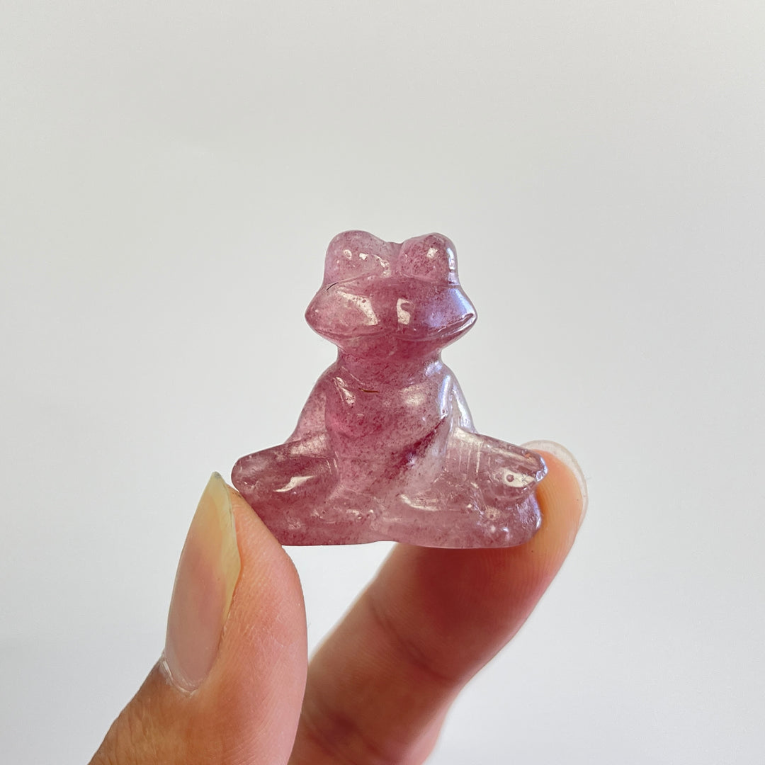 Natural Crystal Carving Cute Yoga Frog