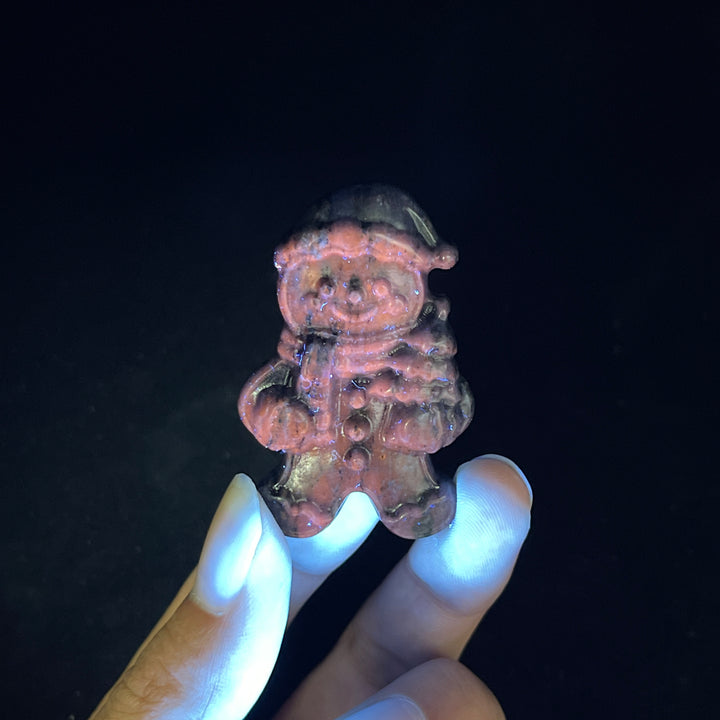 Natural Crystal Carved Christmas Gingerbread Man