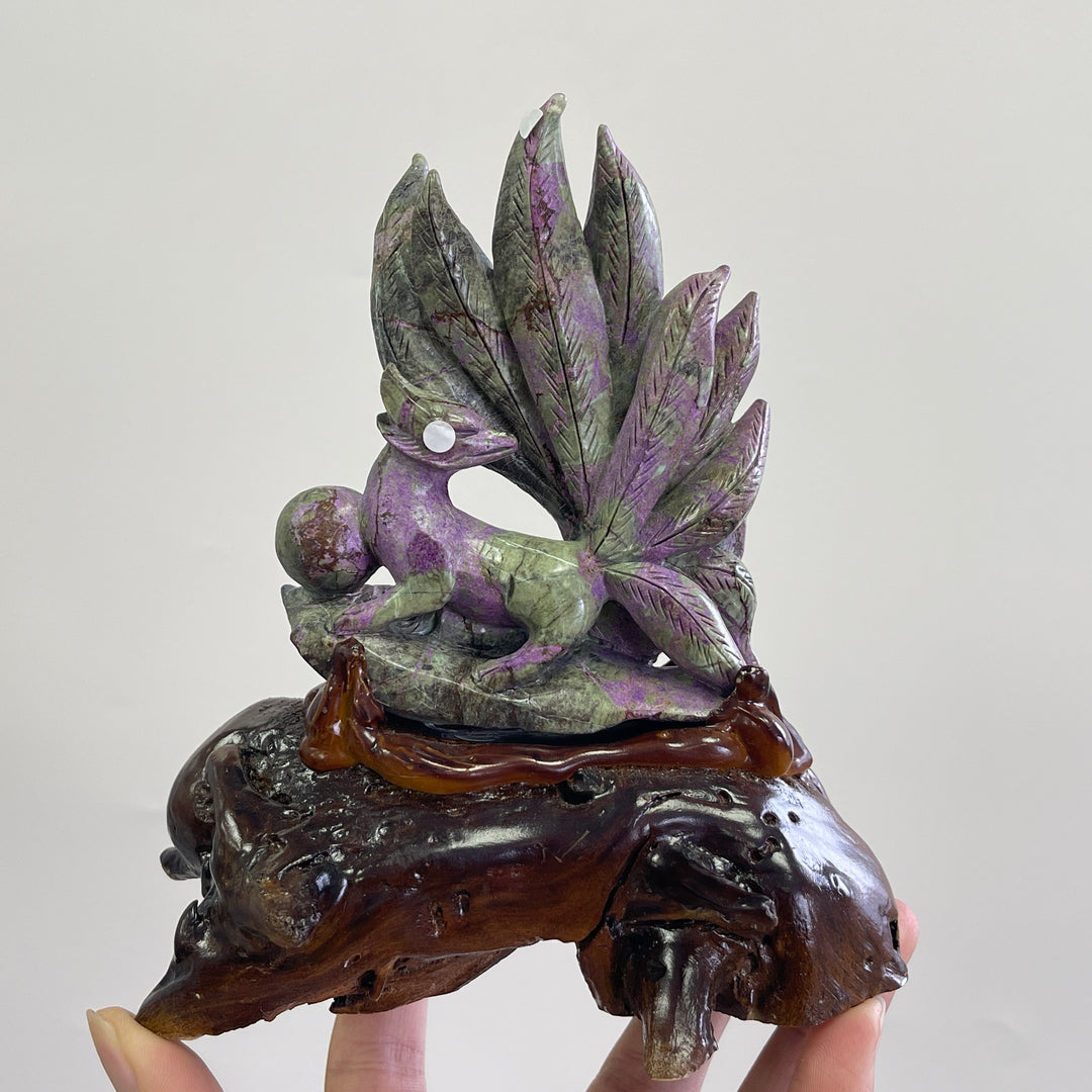 Unique,A Slightly Imperfect Natural Crystal Atlantisite Nine Tailed Fox
