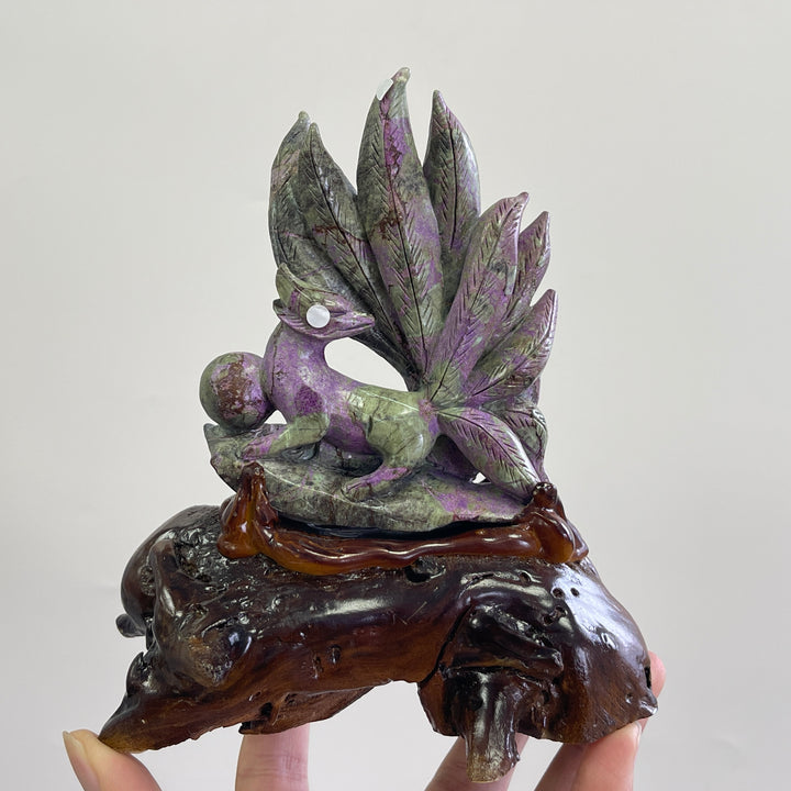 Unique,A Slightly Imperfect Natural Crystal Atlantisite Nine Tailed Fox