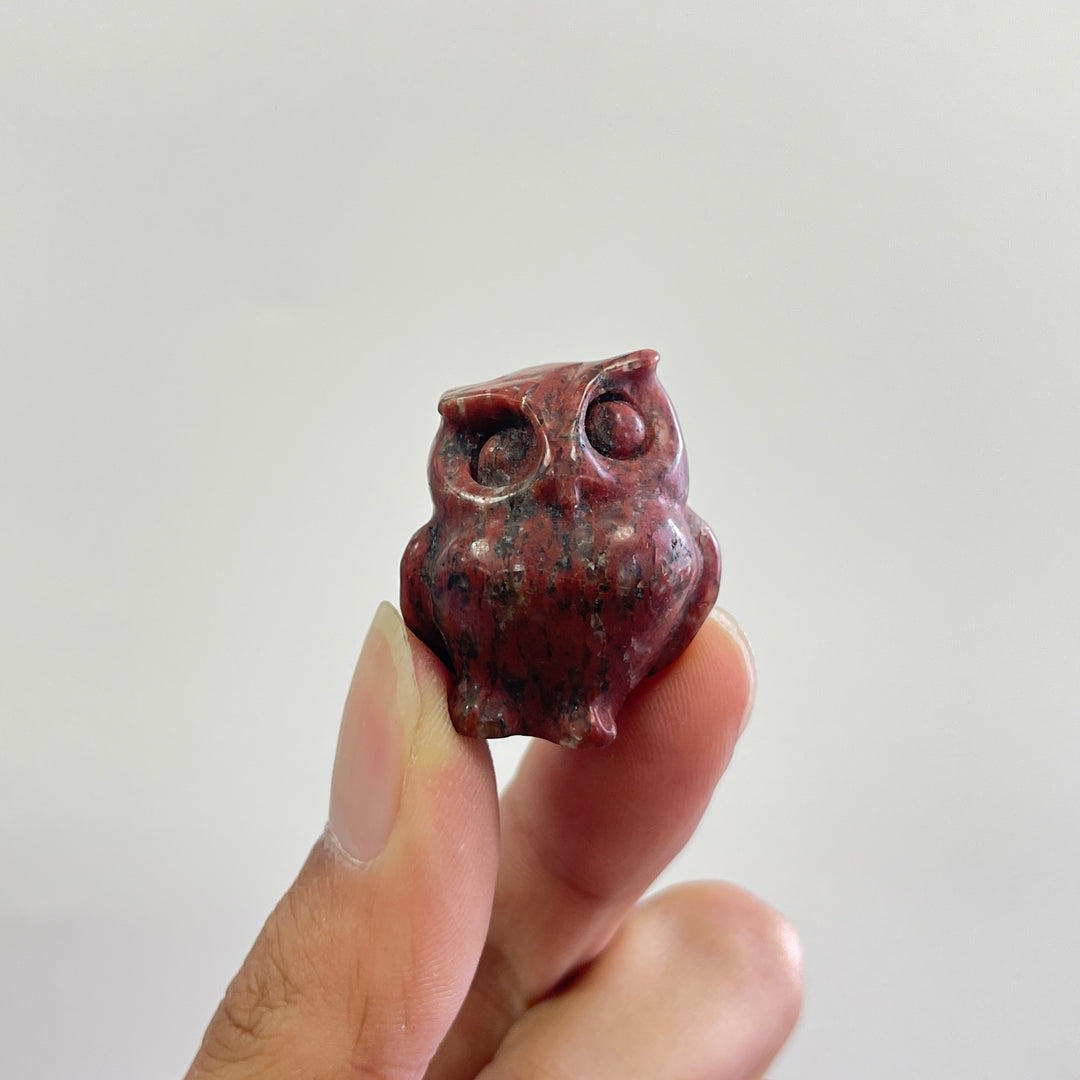 Natural Crystal Carving Mini Cute Chubby Owl