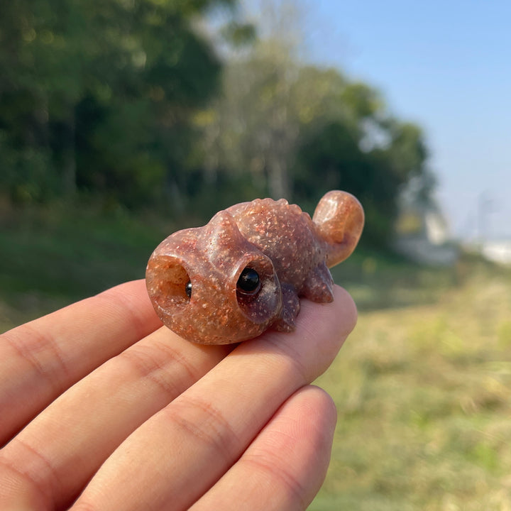 Natural Crystal Carving Lying Cute Chameleon