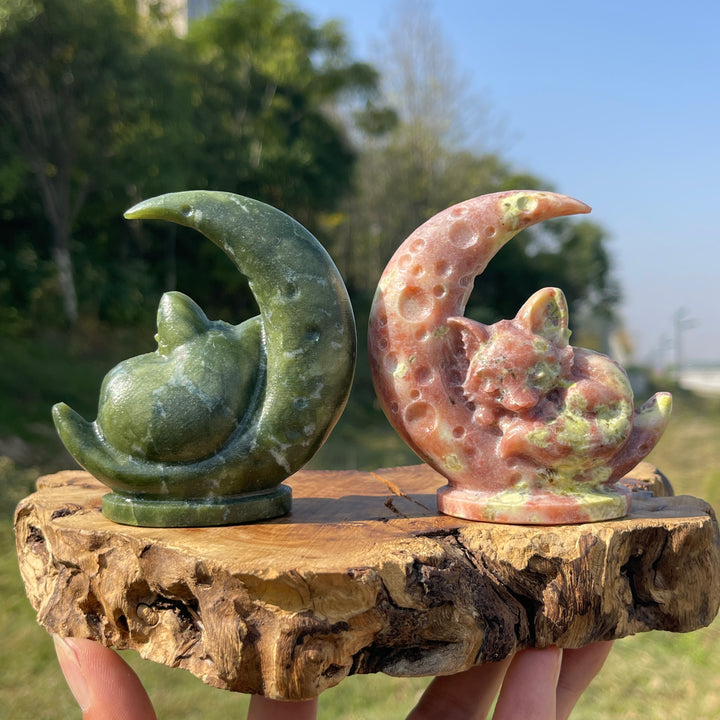 Natural Crystal Carving Moon Sleeping Fox
