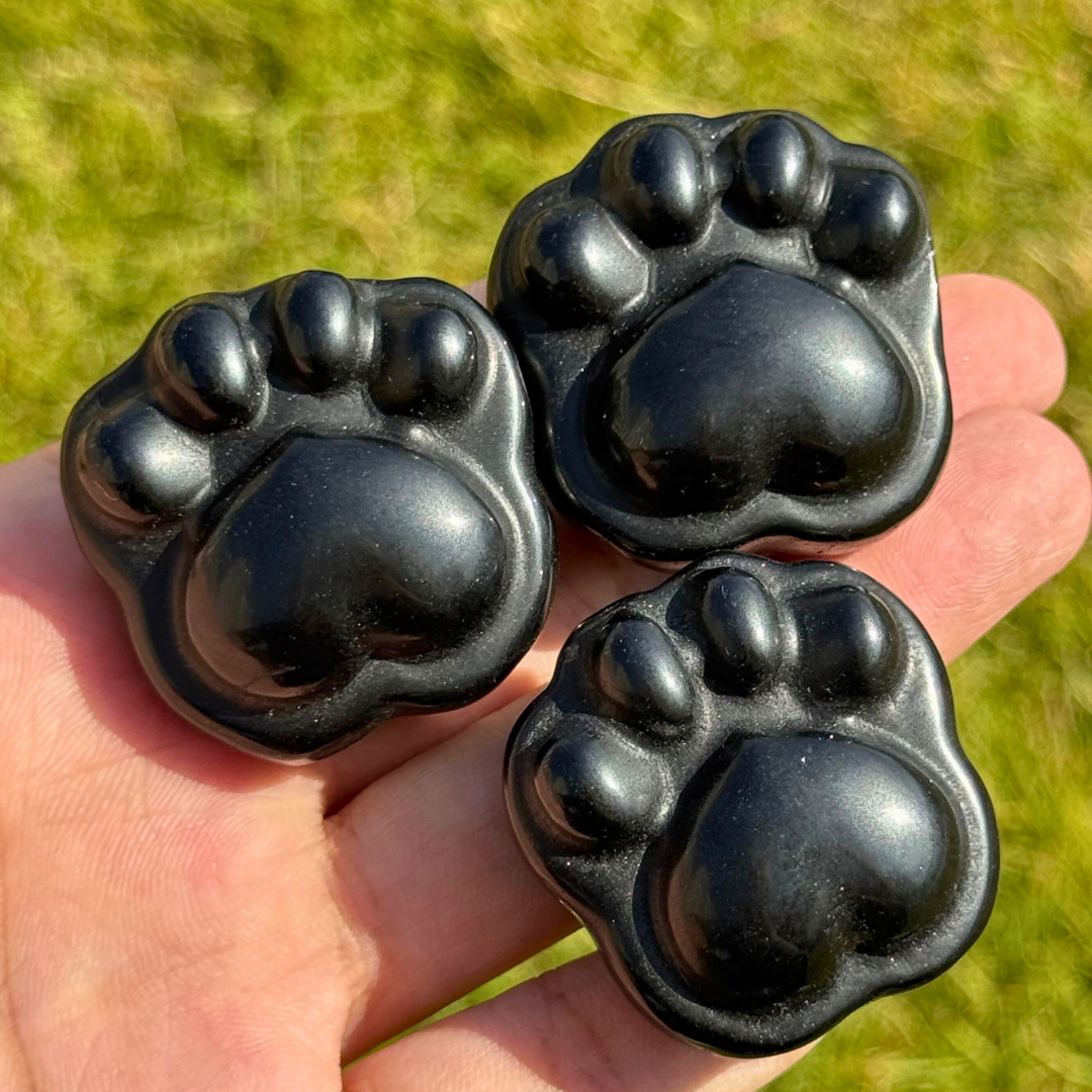 Natural Obsidian Cat Paw Sculpture