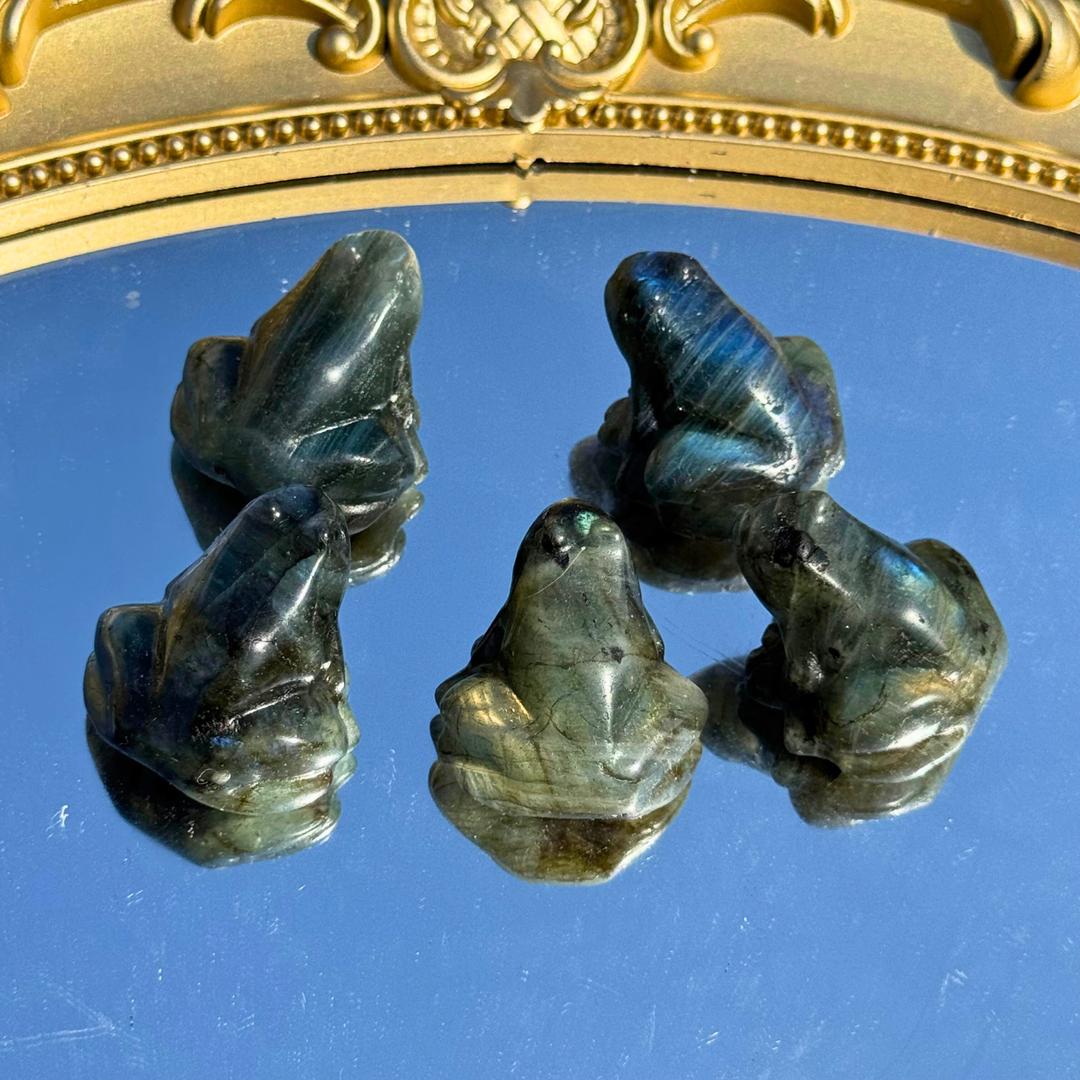 Natural Labradorite Frog