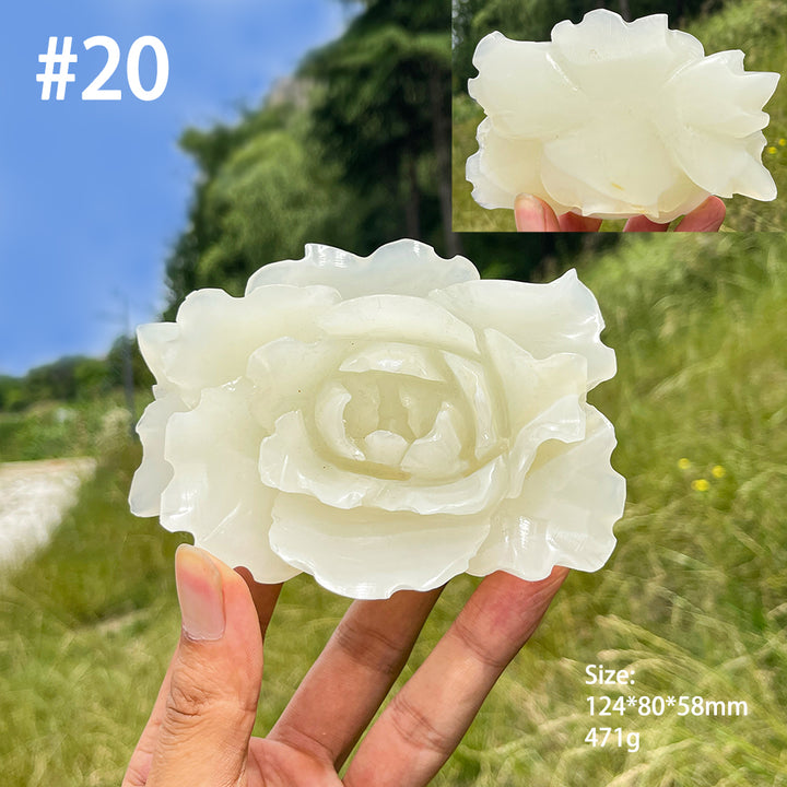 Unique,Natural Crystal Afghanistan Jade Peony Carving