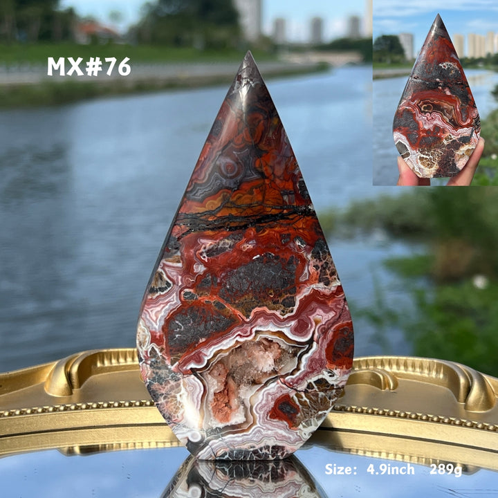 Unique, Mexican Crazy Lace Agate Teardrop
