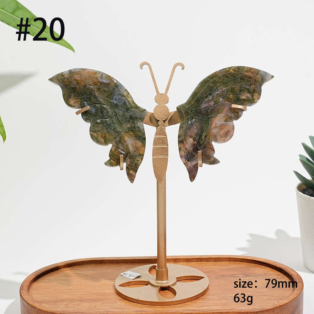 Unique,A Slightly Imperfect Natural Moss Agate Butterfly Wing Display
